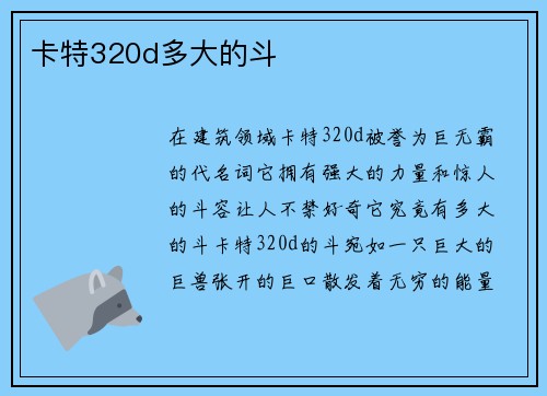 卡特320d多大的斗