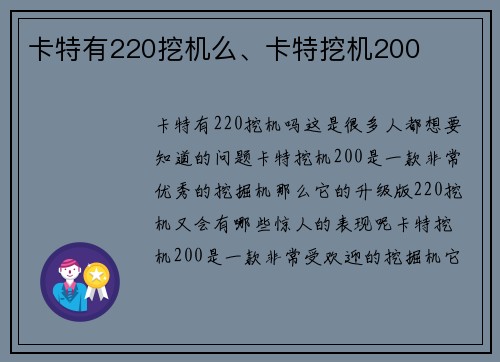 卡特有220挖机么、卡特挖机200